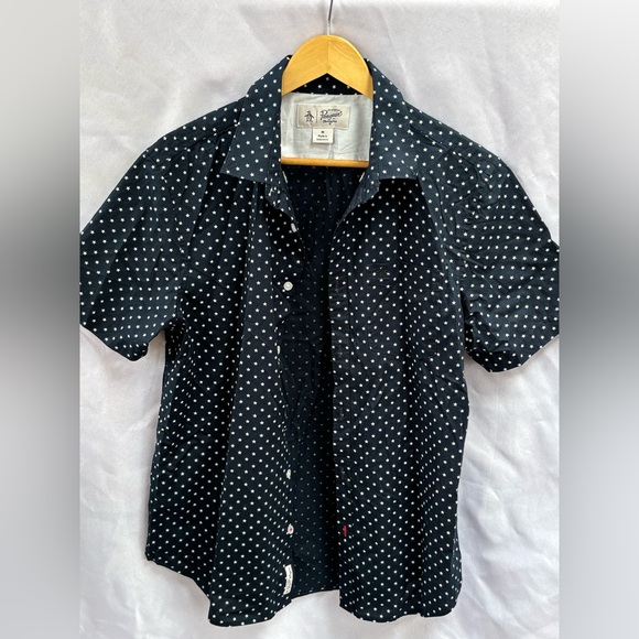 Original Penguin Black and White Polka Dot Shirt - Picture 1 of 4
